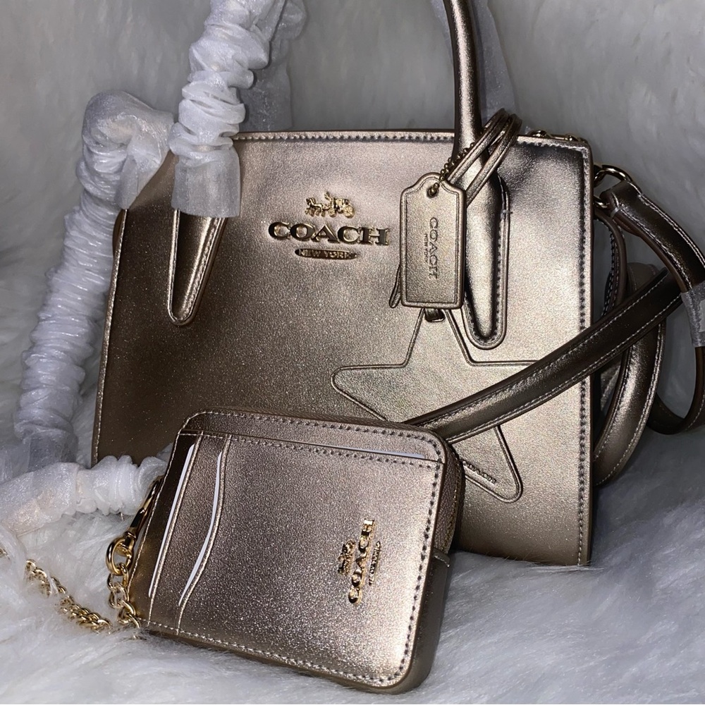 Coach leather purse and card case set Light Champagne color New